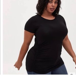 Torrid Ruched Slim Fit Tee (white)